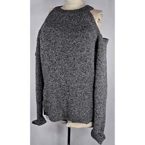 Rag & Bone Jean Cold Shoulder Gray Cotton Knit Sweater Womens Size‎ S/P Chic